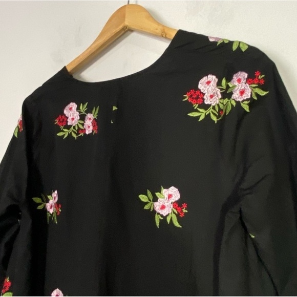 ASOS DESIGN Cotton Embroidered V-neck Smock Drop Waist Dress - Picture 11 of 14